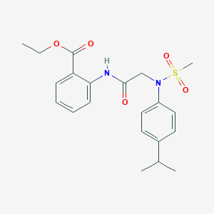 molecular formula C21H26N2O5S B300462 Ethyl 2-({[4-isopropyl(methylsulfonyl)anilino]acetyl}amino)benzoate 