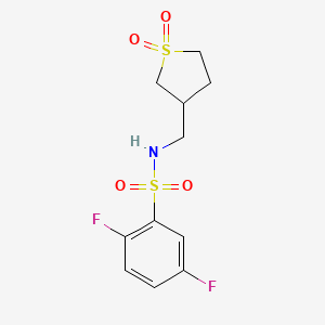 molecular formula C11H13F2NO4S2 B3004627 N-((1,1-dioxidotetrahydrothiophen-3-yl)methyl)-2,5-difluorobenzenesulfonamide CAS No. 1235066-34-8