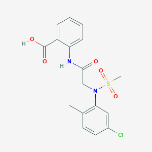 molecular formula C17H17ClN2O5S B300463 2-({[5-Chloro-2-methyl(methylsulfonyl)anilino]acetyl}amino)benzoic acid 