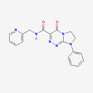 molecular formula C18H16N6O2 B3004634 4-oxo-8-phenyl-N-(pyridin-2-ylmethyl)-4,6,7,8-tetrahydroimidazo[2,1-c][1,2,4]triazine-3-carboxamide CAS No. 946310-51-6