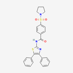 molecular formula C26H23N3O3S2 B3004638 N-(4,5-diphenyl-1,3-thiazol-2-yl)-4-(1-pyrrolidinylsulfonyl)benzamide CAS No. 313528-74-4