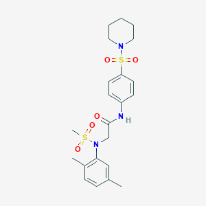 molecular formula C22H29N3O5S2 B300464 2-[2,5-dimethyl(methylsulfonyl)anilino]-N-[4-(1-piperidinylsulfonyl)phenyl]acetamide 