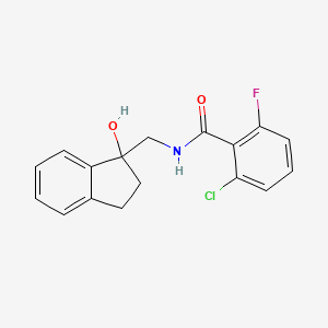 molecular formula C17H15ClFNO2 B3004643 2-chloro-6-fluoro-N-((1-hydroxy-2,3-dihydro-1H-inden-1-yl)methyl)benzamide CAS No. 1396875-34-5