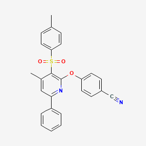 molecular formula C26H20N2O3S B3004648 4-({4-Methyl-3-[(4-methylphenyl)sulfonyl]-6-phenyl-2-pyridinyl}oxy)benzenecarbonitrile CAS No. 478245-27-1