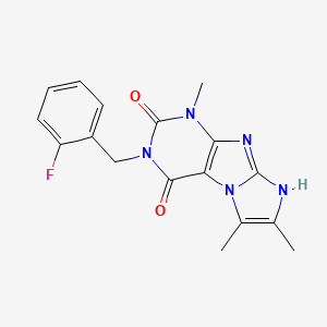 molecular formula C17H16FN5O2 B3004653 2-[(2-氟苯基)甲基]-4,7,8-三甲基-6H-嘌呤并[7,8-a]咪唑-1,3-二酮 CAS No. 923368-01-8