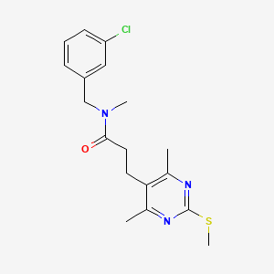 molecular formula C18H22ClN3OS B3004658 N-[(3-chlorophenyl)methyl]-3-(4,6-dimethyl-2-methylsulfanylpyrimidin-5-yl)-N-methylpropanamide CAS No. 1030786-81-2