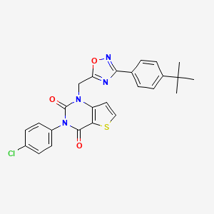 molecular formula C25H21ClN4O3S B3004663 1-((3-(4-(tert-butyl)phenyl)-1,2,4-oxadiazol-5-yl)methyl)-3-(4-chlorophenyl)thieno[3,2-d]pyrimidine-2,4(1H,3H)-dione CAS No. 1226429-37-3