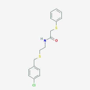 molecular formula C17H18ClNOS2 B300467 N-{2-[(4-chlorobenzyl)sulfanyl]ethyl}-2-(phenylsulfanyl)acetamide 