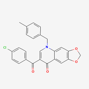molecular formula C25H18ClNO4 B3004670 7-(4-chlorobenzoyl)-5-(4-methylbenzyl)[1,3]dioxolo[4,5-g]quinolin-8(5H)-one CAS No. 902624-27-5