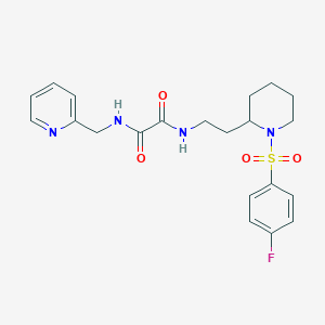 molecular formula C21H25FN4O4S B3004673 N1-(2-(1-((4-fluorophenyl)sulfonyl)piperidin-2-yl)ethyl)-N2-(pyridin-2-ylmethyl)oxalamide CAS No. 898415-20-8