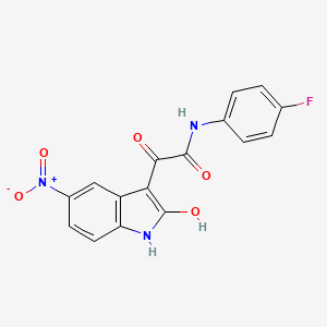 molecular formula C16H10FN3O5 B3004675 N-(4-fluorophenyl)-2-(2-hydroxy-5-nitro-1H-indol-3-yl)-2-oxoacetamide CAS No. 380426-99-3