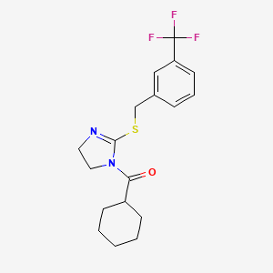 cyclohexyl(2-((3-(trifluoromethyl)benzyl)thio)-4,5-dihydro-1H-imidazol-1-yl)methanone