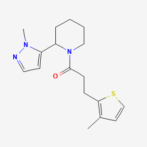 molecular formula C17H23N3OS B3004677 1-[2-(2-Methylpyrazol-3-yl)piperidin-1-yl]-3-(3-methylthiophen-2-yl)propan-1-one CAS No. 2320377-03-3