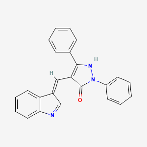 molecular formula C24H17N3O B3004680 4-[(Z)-indol-3-ylidenemethyl]-2,5-diphenyl-1H-pyrazol-3-one CAS No. 884259-09-0