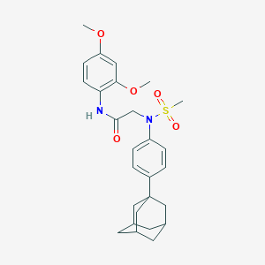 molecular formula C27H34N2O5S B300470 2-[4-(1-adamantyl)(methylsulfonyl)anilino]-N-(2,4-dimethoxyphenyl)acetamide 