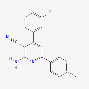 molecular formula C19H14ClN3 B3004703 2-Amino-4-(3-chlorophenyl)-6-(4-methylphenyl)pyridine-3-carbonitrile CAS No. 338794-66-4