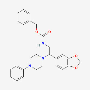 molecular formula C27H29N3O4 B3004707 Benzyl (2-(benzo[d][1,3]dioxol-5-yl)-2-(4-phenylpiperazin-1-yl)ethyl)carbamate CAS No. 896355-18-3