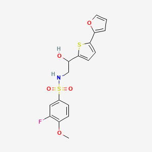 3-Fluoro-N-[2-[5-(furan-2-yl)thiophen-2-yl]-2-hydroxyethyl]-4-methoxybenzenesulfonamide