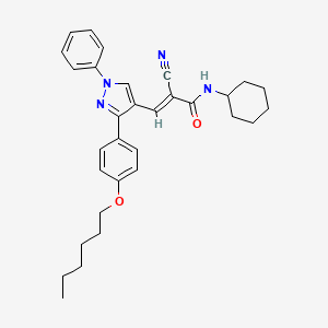 molecular formula C31H36N4O2 B3004713 (E)-2-cyano-N-cyclohexyl-3-[3-(4-hexoxyphenyl)-1-phenylpyrazol-4-yl]prop-2-enamide CAS No. 882220-70-4