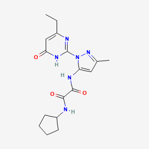 molecular formula C17H22N6O3 B3004733 N1-cyclopentyl-N2-(1-(4-ethyl-6-oxo-1,6-dihydropyrimidin-2-yl)-3-methyl-1H-pyrazol-5-yl)oxalamide CAS No. 1014006-38-2
