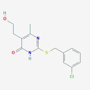 2-{[(3-Chlorophenyl)methyl]sulfanyl}-5-(2-hydroxyethyl)-6-methyl-3,4-dihydropyrimidin-4-one