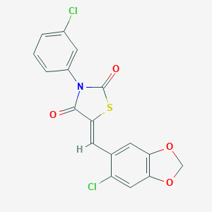 molecular formula C17H9Cl2NO4S B300474 5-[(6-Chloro-1,3-benzodioxol-5-yl)methylene]-3-(3-chlorophenyl)-1,3-thiazolidine-2,4-dione 