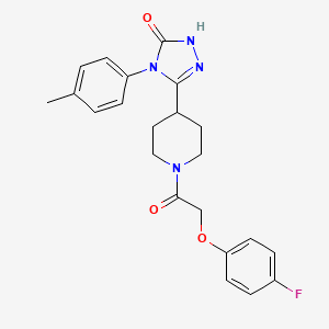 molecular formula C22H23FN4O3 B3004747 5-{1-[(4-fluorophenoxy)acetyl]piperidin-4-yl}-4-(4-methylphenyl)-2,4-dihydro-3H-1,2,4-triazol-3-one CAS No. 1775313-81-9