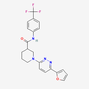 molecular formula C21H19F3N4O2 B3004756 1-(6-(furan-2-yl)pyridazin-3-yl)-N-(4-(trifluoromethyl)phenyl)piperidine-3-carboxamide CAS No. 1105216-55-4