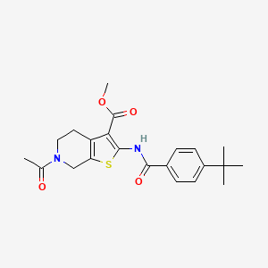molecular formula C22H26N2O4S B3004770 methyl 6-acetyl-2-[(4-tert-butylbenzoyl)amino]-5,7-dihydro-4H-thieno[2,3-c]pyridine-3-carboxylate CAS No. 887894-49-7