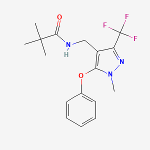 molecular formula C17H20F3N3O2 B3004775 2,2-dimethyl-N-{[1-methyl-5-phenoxy-3-(trifluoromethyl)-1H-pyrazol-4-yl]methyl}propanamide CAS No. 956754-22-6