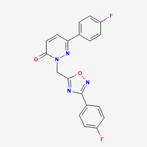 molecular formula C19H12F2N4O2 B3004787 6-(4-fluorophenyl)-2-((3-(4-fluorophenyl)-1,2,4-oxadiazol-5-yl)methyl)pyridazin-3(2H)-one CAS No. 1105247-95-7