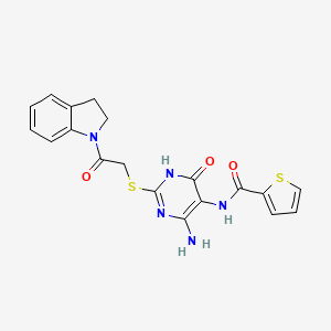 N-(4-amino-2-((2-(indolin-1-yl)-2-oxoethyl)thio)-6-oxo-1,6-dihydropyrimidin-5-yl)thiophene-2-carboxamide