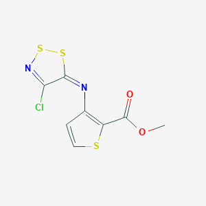 molecular formula C8H5ClN2O2S3 B3004792 methyl 3-[(4-chloro-5H-1,2,3-dithiazol-5-yliden)amino]-2-thiophenecarboxylate CAS No. 213212-11-4