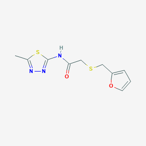 molecular formula C10H11N3O2S2 B3004794 2-((furan-2-ylmethyl)thio)-N-(5-methyl-1,3,4-thiadiazol-2-yl)acetamide CAS No. 403836-35-1