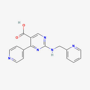 molecular formula C16H13N5O2 B3004800 4-(4-Pyridyl)-2-[(2-pyridylmethyl)amino]-5-pyrimidinecarboxylic acid CAS No. 1775313-82-0