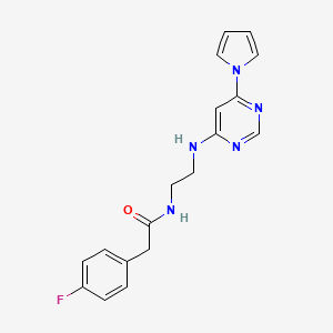 N-(2-((6-(1H-pyrrol-1-yl)pyrimidin-4-yl)amino)ethyl)-2-(4-fluorophenyl)acetamide