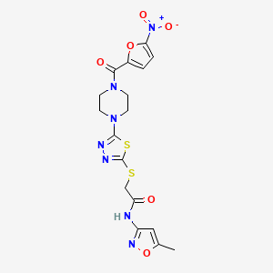 N-(5-methylisoxazol-3-yl)-2-((5-(4-(5-nitrofuran-2-carbonyl)piperazin-1-yl)-1,3,4-thiadiazol-2-yl)thio)acetamide