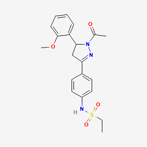 molecular formula C20H23N3O4S B3004813 N-(4-(1-acetyl-5-(2-methoxyphenyl)-4,5-dihydro-1H-pyrazol-3-yl)phenyl)ethanesulfonamide CAS No. 852141-36-7