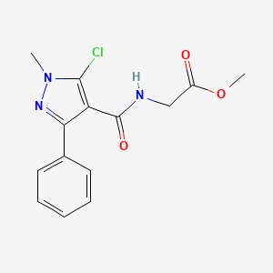 molecular formula C14H14ClN3O3 B3004818 methyl 2-{[(5-chloro-1-methyl-3-phenyl-1H-pyrazol-4-yl)carbonyl]amino}acetate CAS No. 956764-35-5