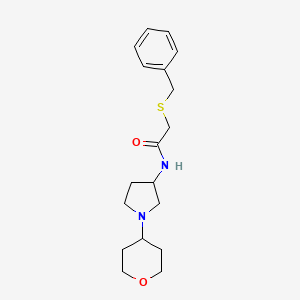 molecular formula C18H26N2O2S B3004820 2-Benzylsulfanyl-N-[1-(oxan-4-yl)pyrrolidin-3-yl]acetamide CAS No. 2415520-66-8