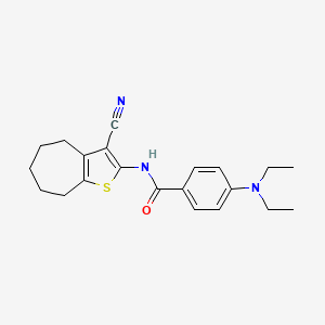 molecular formula C21H25N3OS B3004823 N-(3-cyano-5,6,7,8-tetrahydro-4H-cyclohepta[b]thiophen-2-yl)-4-(diethylamino)benzamide CAS No. 477537-28-3