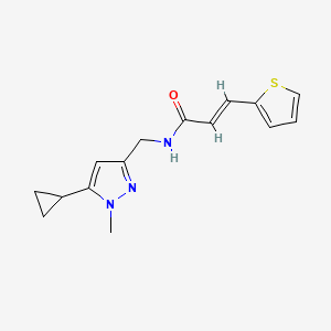 (E)-N-((5-cyclopropyl-1-methyl-1H-pyrazol-3-yl)methyl)-3-(thiophen-2-yl)acrylamide