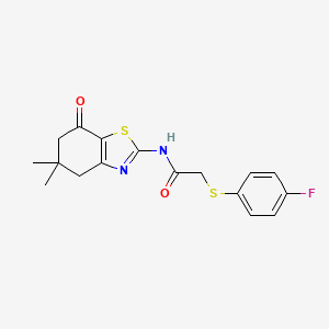 molecular formula C17H17FN2O2S2 B3004828 N-(5,5-dimethyl-7-oxo-4,6-dihydro-1,3-benzothiazol-2-yl)-2-(4-fluorophenyl)sulfanylacetamide CAS No. 884817-89-4