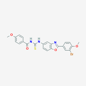 molecular formula C23H18BrN3O4S B300483 N-{[2-(3-bromo-4-methoxyphenyl)-1,3-benzoxazol-5-yl]carbamothioyl}-4-methoxybenzamide 