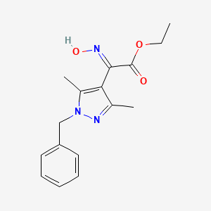 molecular formula C16H19N3O3 B3004830 ethyl (2E)-2-(1-benzyl-3,5-dimethylpyrazol-4-yl)-2-hydroxyiminoacetate CAS No. 956448-82-1
