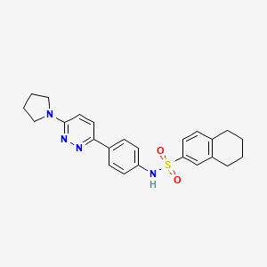 molecular formula C24H26N4O2S B3004835 N-[4-(6-吡咯烷-1-基哒嗪-3-基)苯基]-5,6,7,8-四氢萘-2-磺酰胺 CAS No. 904826-93-3