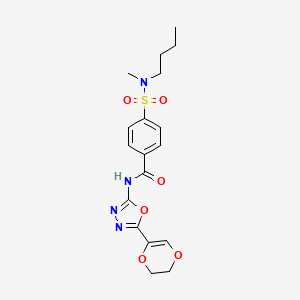molecular formula C18H22N4O6S B3004838 4-(N-butyl-N-methylsulfamoyl)-N-(5-(5,6-dihydro-1,4-dioxin-2-yl)-1,3,4-oxadiazol-2-yl)benzamide CAS No. 851095-06-2