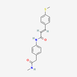 molecular formula C19H20N2O2S B3004853 (E)-N-(4-(2-(methylamino)-2-oxoethyl)phenyl)-3-(4-(methylthio)phenyl)acrylamide CAS No. 1798406-77-5
