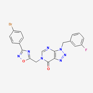 molecular formula C20H13BrFN7O2 B3004857 6-{[3-(4-bromophenyl)-1,2,4-oxadiazol-5-yl]methyl}-3-(3-fluorobenzyl)-3,6-dihydro-7H-[1,2,3]triazolo[4,5-d]pyrimidin-7-one CAS No. 1223903-71-6