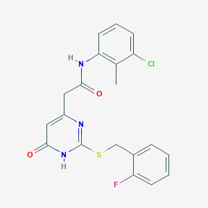 molecular formula C20H17ClFN3O2S B3004859 N-(3-chloro-2-methylphenyl)-2-(2-((2-fluorobenzyl)thio)-6-oxo-1,6-dihydropyrimidin-4-yl)acetamide CAS No. 1105240-84-3